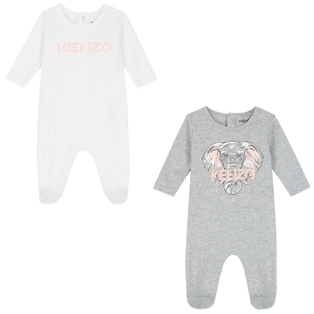 Oneerlijkheid bouwen achtergrond KENZO KIDS Baby Girls White & Grey Logo Babygrow ( 2-Pack ) | Junior  Couture USA