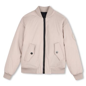Boys Beige & Navy Blue Logo Reversible Jacket