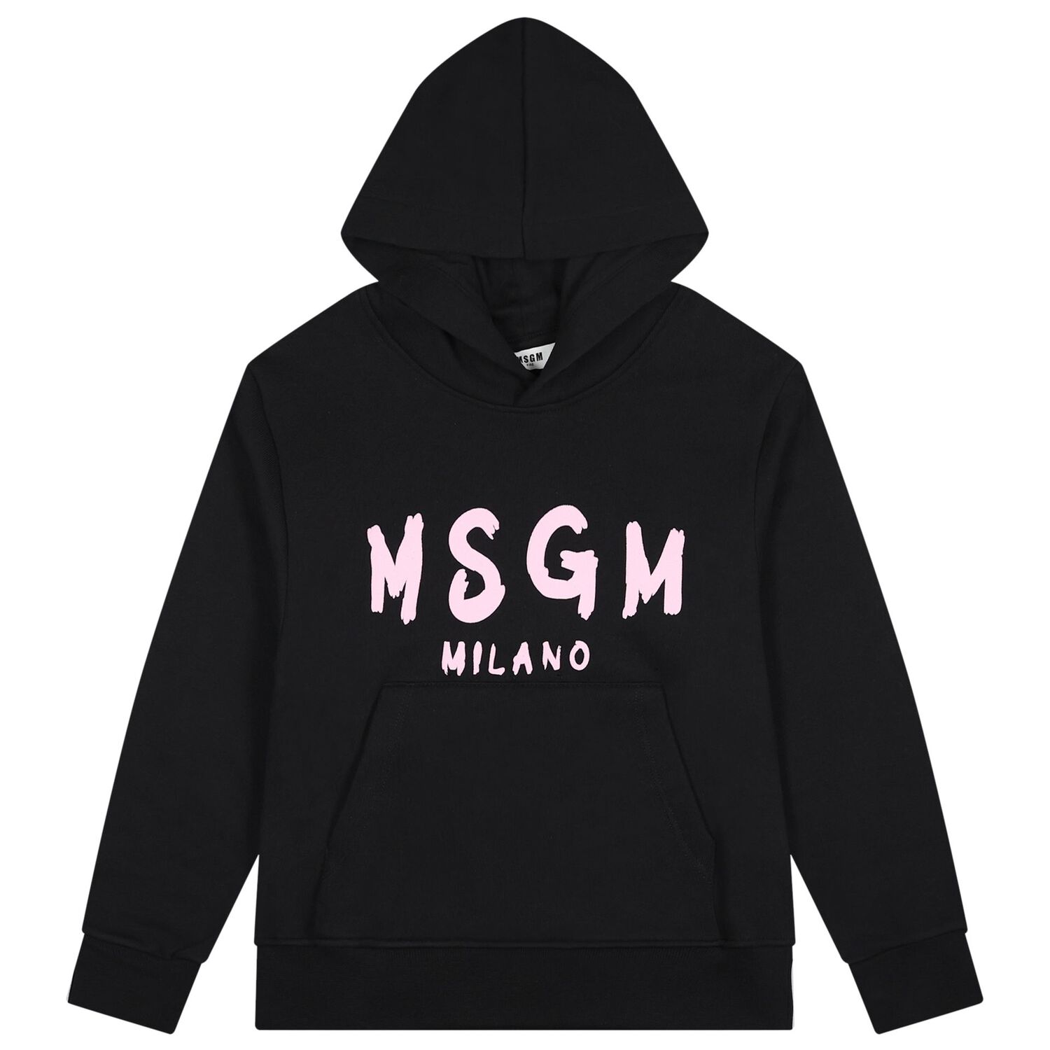 Girls Black & Pink Logo Hooded Top, 7, hi-res