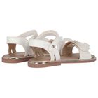 Girls White & Gold Leather Tulle Bow Sandal, 1, hi-res
