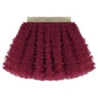 Girls Burgundy & Gold Tulle Skirt, 2, hi-res
