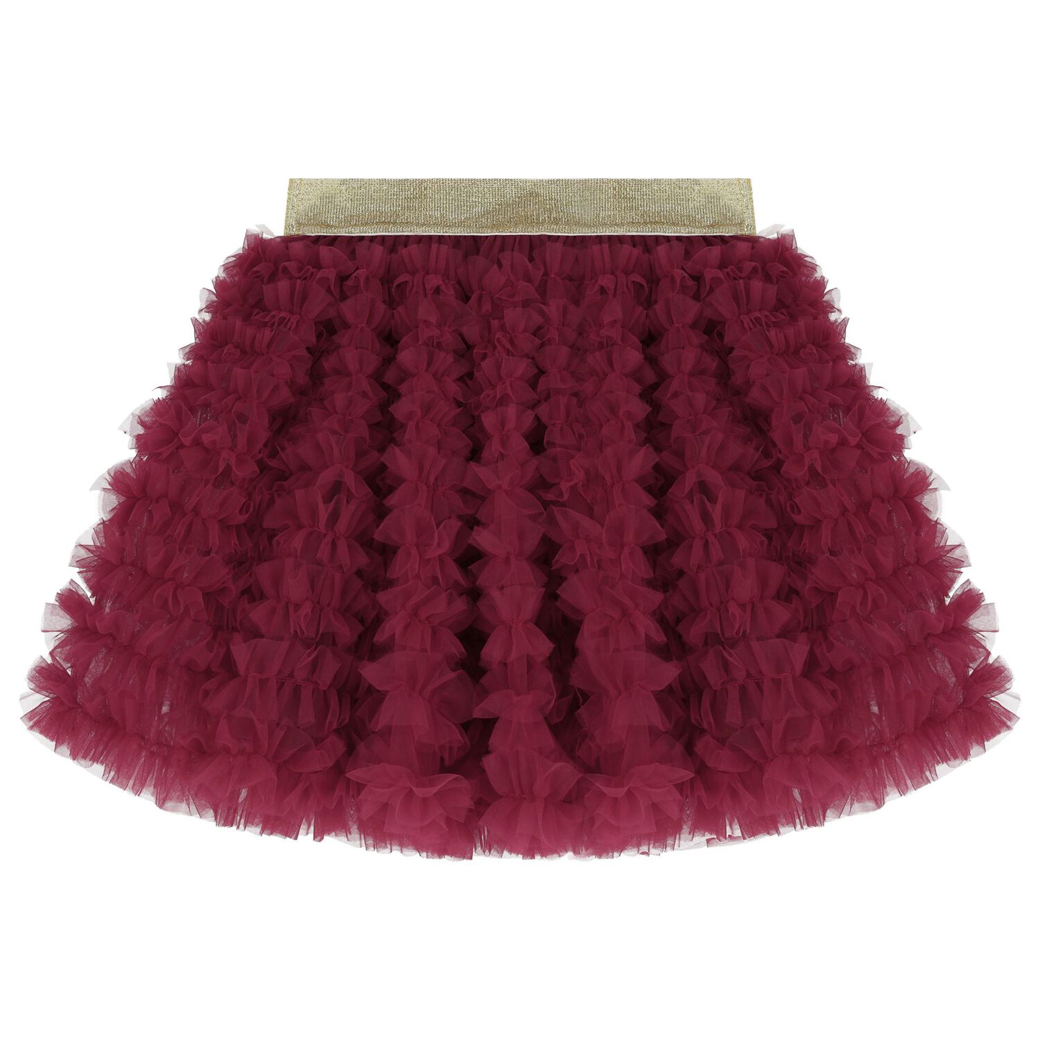 Girls Burgundy & Gold Tulle Skirt, 2, hi-res