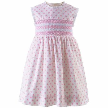 Younger Girls Ivory & Pink Heart Dress Set