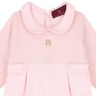 Baby Girls Pink & Gold Logo Babygrow, 3, hi-res