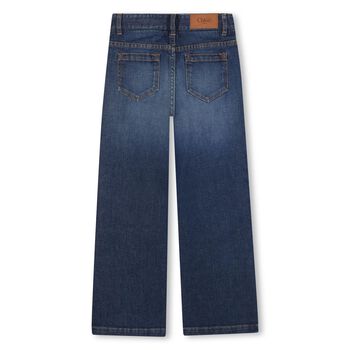Girls Blue Logo Denim Jeans