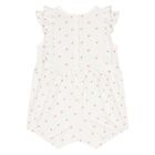 Baby Girls White & Pink Logo Romper, 1, hi-res