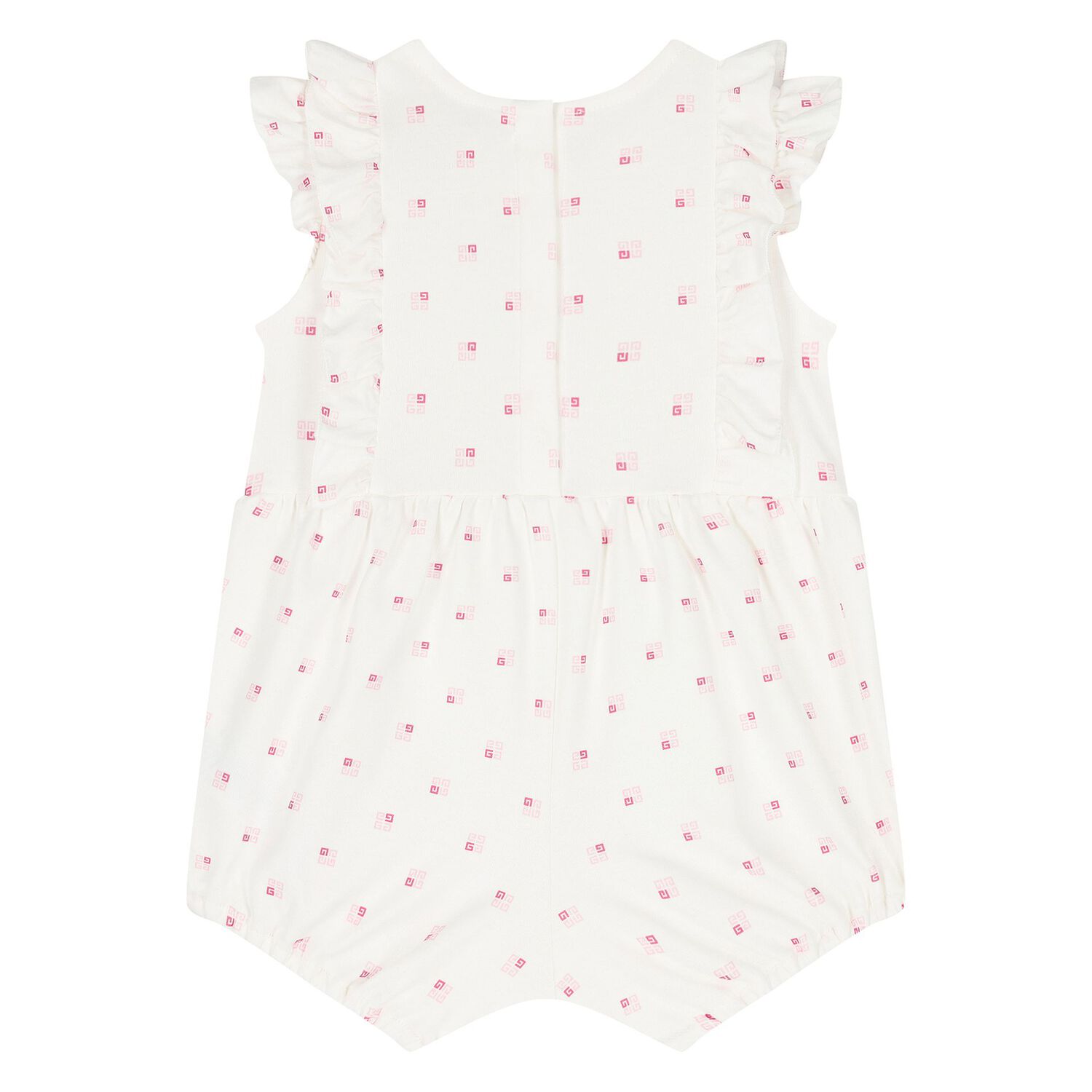 Baby Girls White & Pink Logo Romper, 1, hi-res image number null