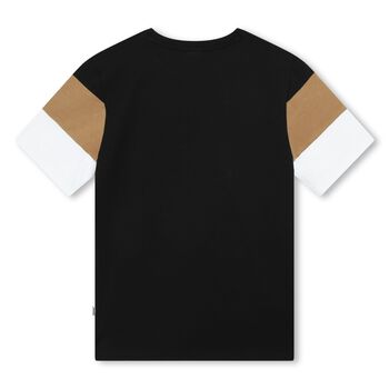 Boys Black, White & Beige Logo T-Shirt