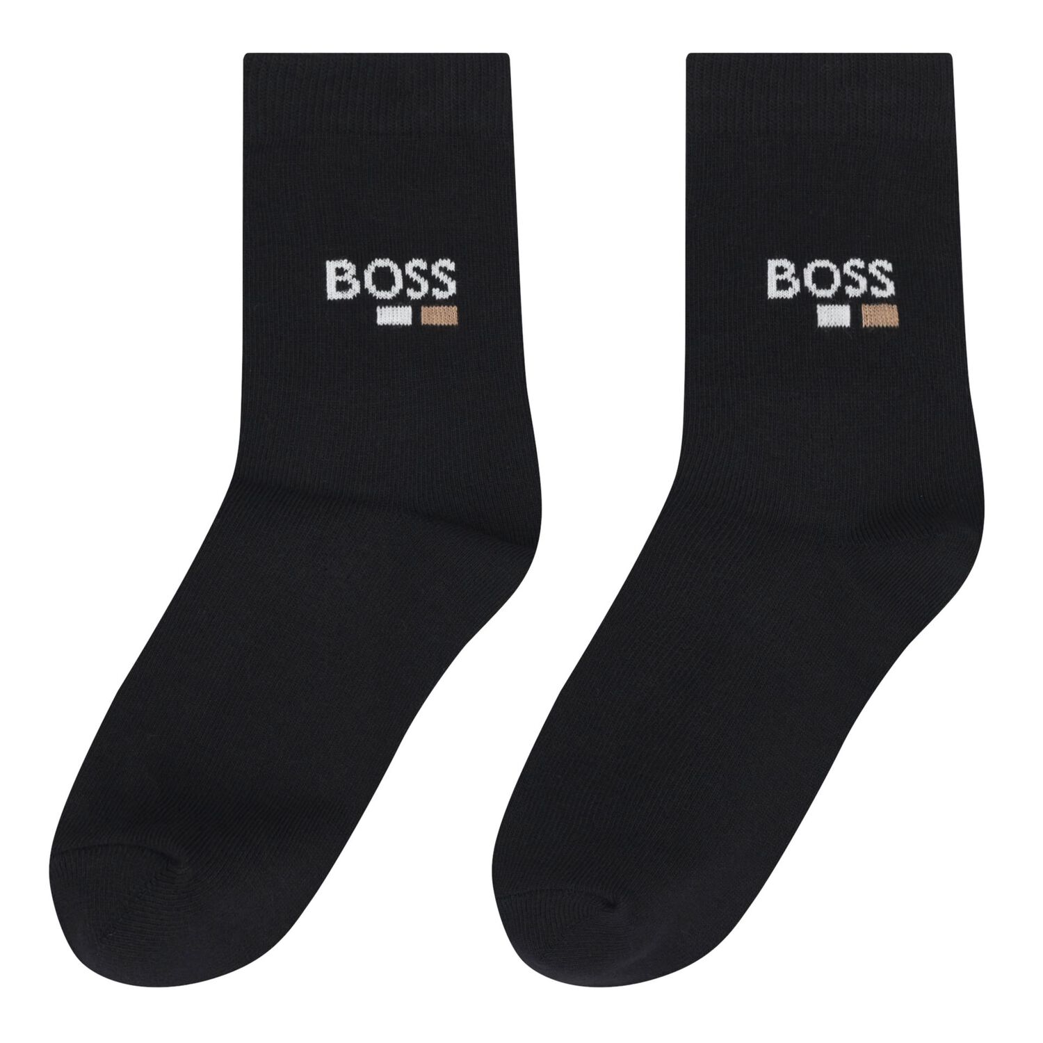 Boys Black Logo Socks ( 2-Pack ), 1, hi-res