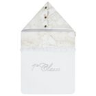 Baby Girls White & Beige Embellished Logo Nest, 1, hi-res