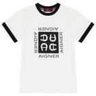 Boys White & Black Logo T-Shirt, 1, hi-res