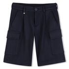 Boys Navy Blue Cargo Shorts, 1, hi-res