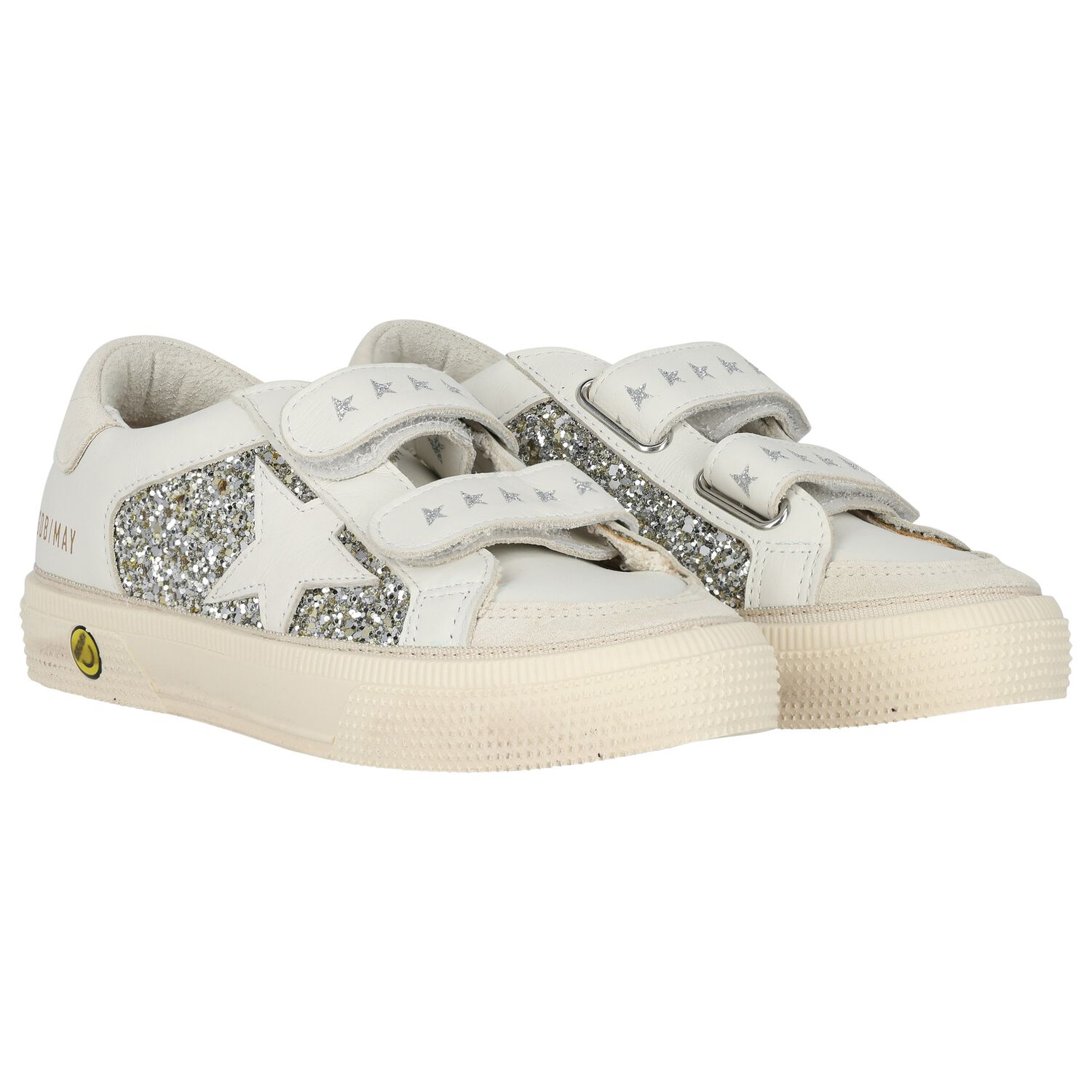 Girls Ivory & Silver Logo Trainers, 1, hi-res