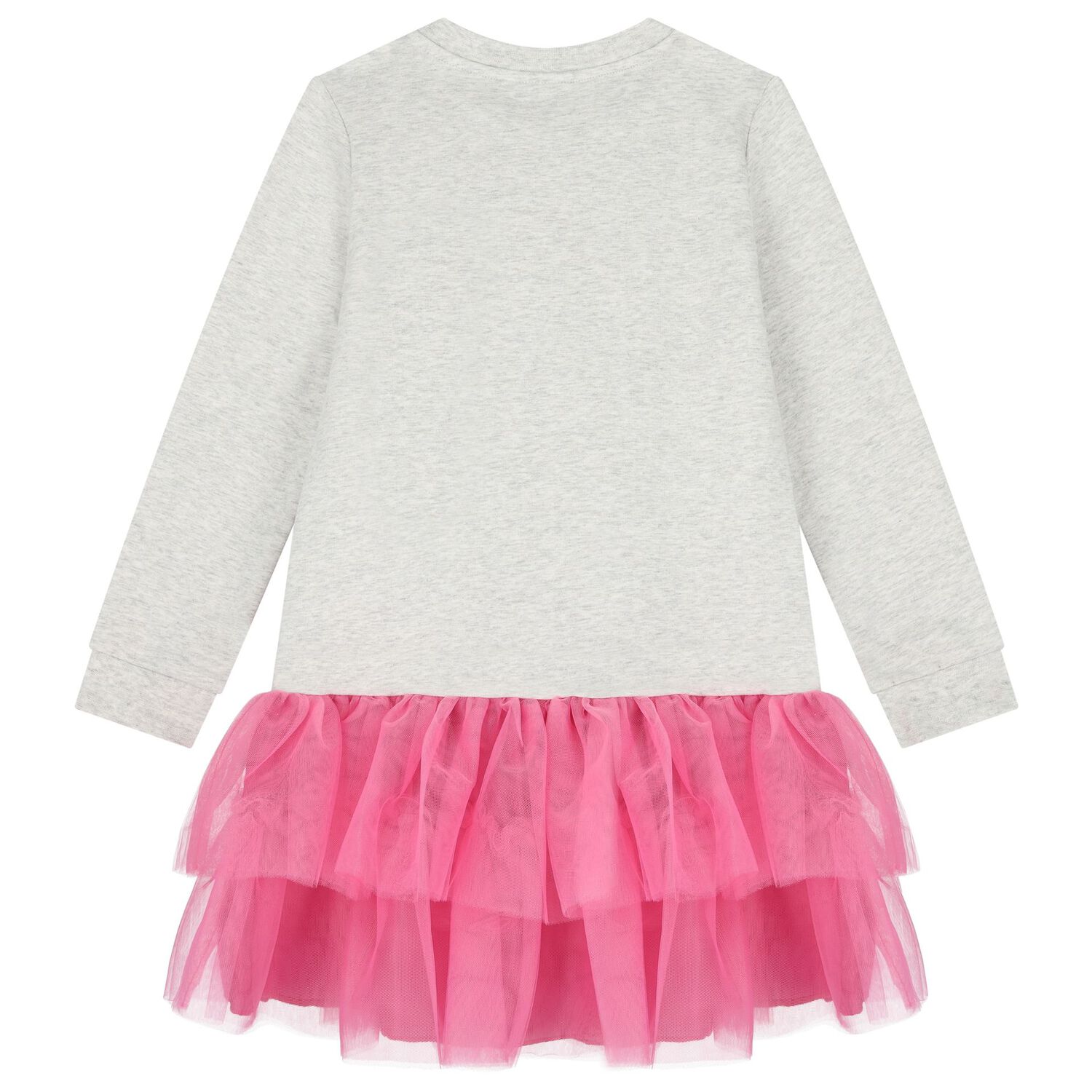 Girls Grey & Pink Logo Tulle Dress, 1, hi-res image number null