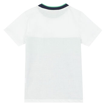 Boys White & Navy Logo T-Shirt