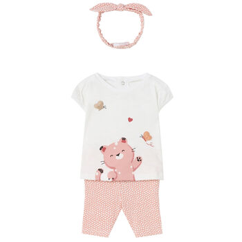 Baby Girls White & Orange Leggings Set