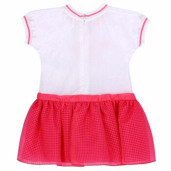 Girls White & Pink Logo Dress