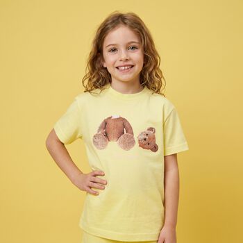 Girls Yellow Teddy Bear Logo T-Shirt