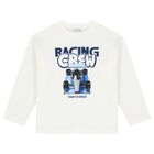 Boys White Formula 1 Car Long Sleeve Top, 2, hi-res