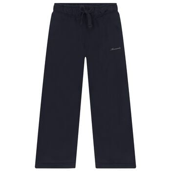 Girls Navy Blue Logo Wide Leg Joggers