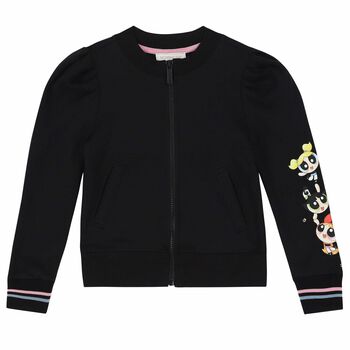 Girls Black Powerpuff Girls Zip Up Top