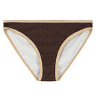 Girls Brown & Gold Logo Bikini, 1, hi-res