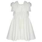 Girls Mirana White 3D Rose Sleeve Tulle Dress, 1, hi-res
