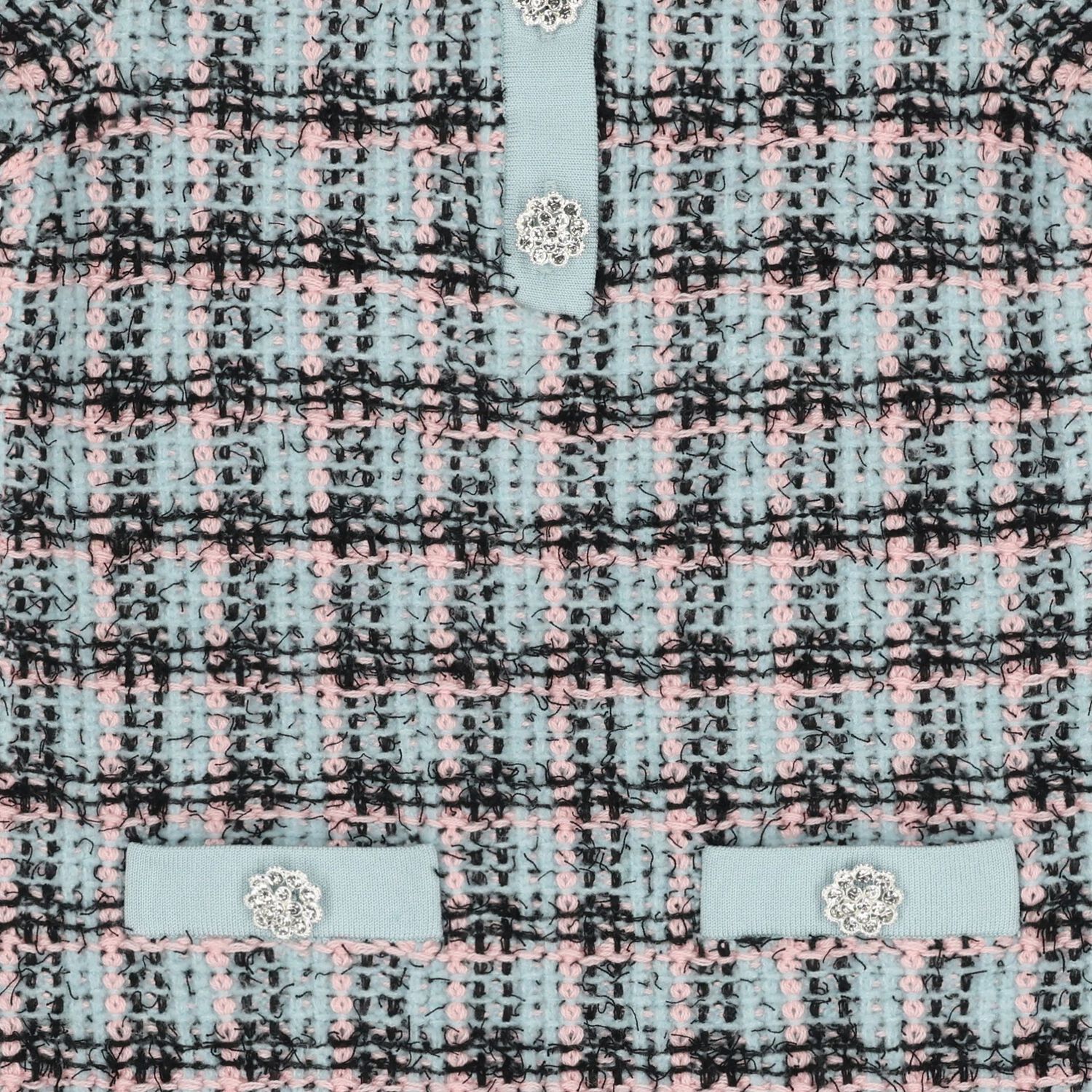 Girls Blue & Black Knitted Tweed Dress, 1, hi-res