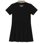 Girls Black Checkered Polo Dress, 2, hi-res