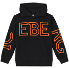 Boys Black Logo Hooded Top, 1, hi-res