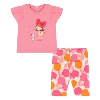 Younger Girls Pink Leggings Set