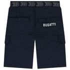 Boys Navy Blue Logo Shorts, 1, hi-res