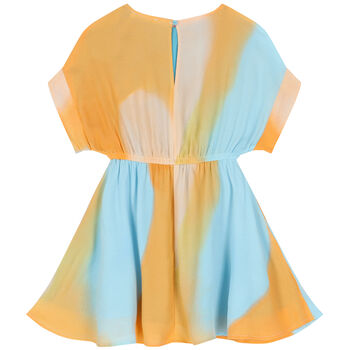 Girls Orange & Blue Logo Flared Dress