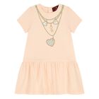 Younger Girls Pink Necklace Logo Dress, 2, hi-res