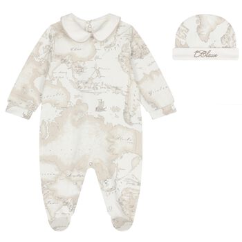 Ivory & Beige Geo Map Babygrow Set