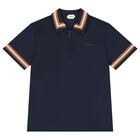 Boys Navy Blue Logo Polo Shirt, 1, hi-res