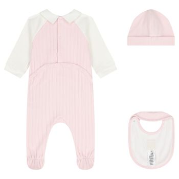 Baby Girls Pink & White Logo Babygrow Gift Set