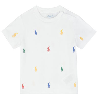 Baby Boys White Piqué Logo T-Shirt