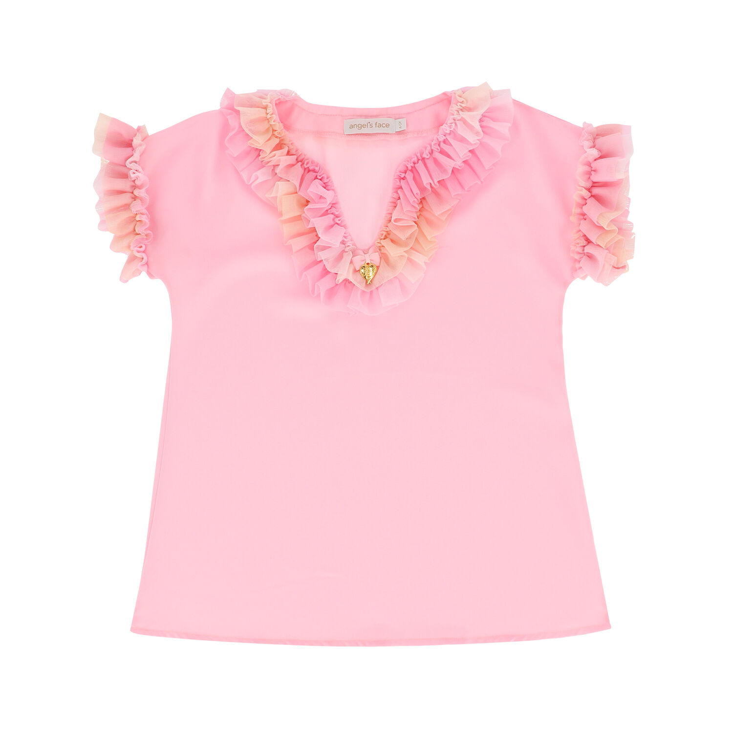Girls Pink Chiffon & Tulle Kaftan, 1, hi-res