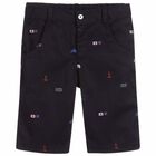 Boys Navy Blue Bermuda Shorts, 1, hi-res