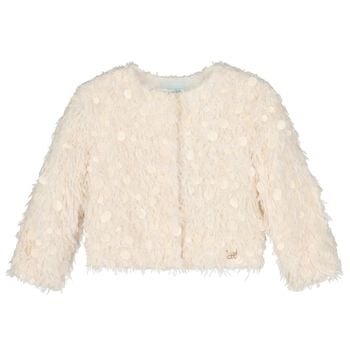 Girls Ivory Sequin & Fringe Cardigan