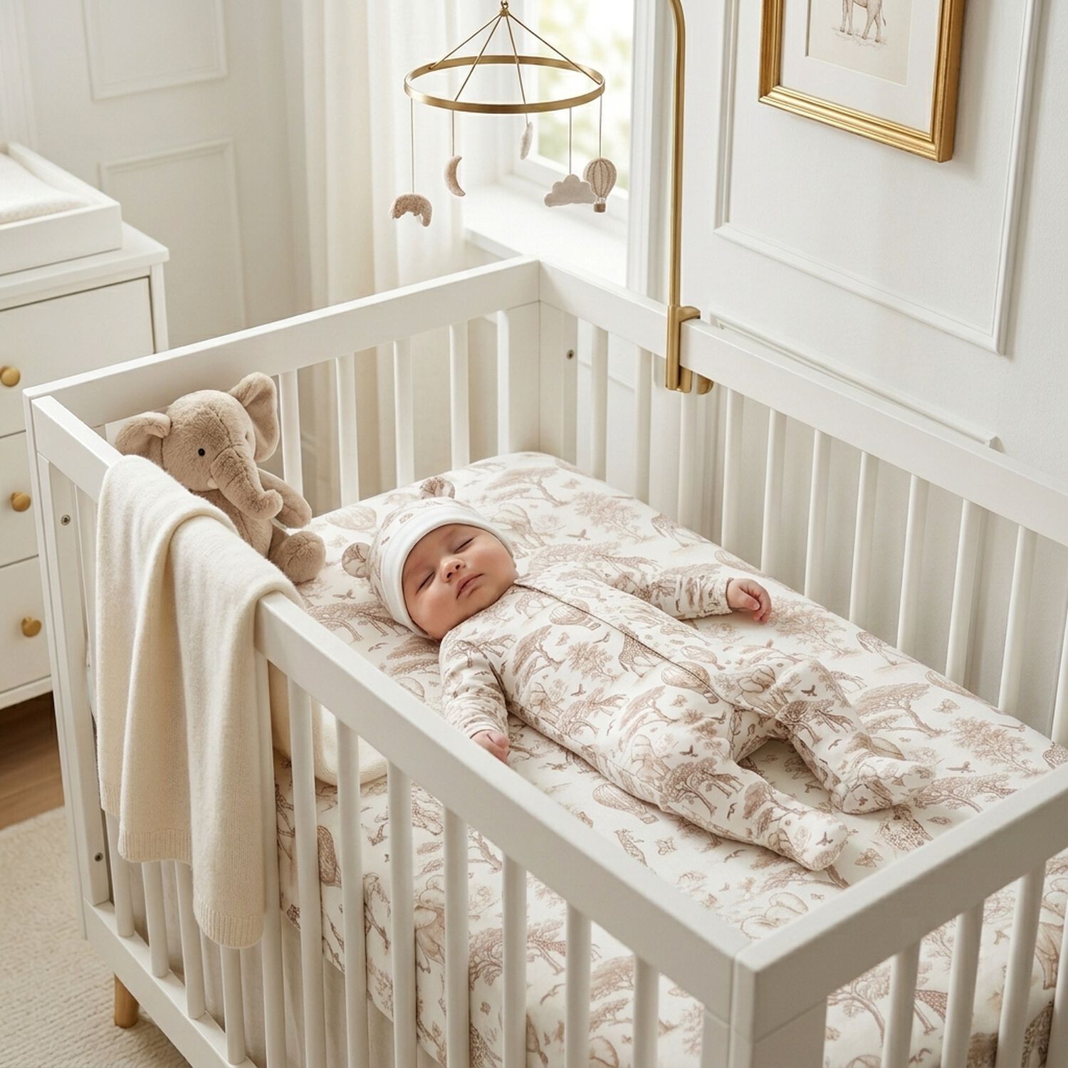 White & Beige Africa Babygrow Gift Set, 1, hi-res