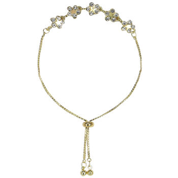 Girls Gold Crystal Flowers Bracelet