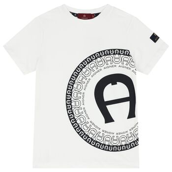 Aigner Boys White Logo T-Shirt, 1 Boys White Logo T-Shirt