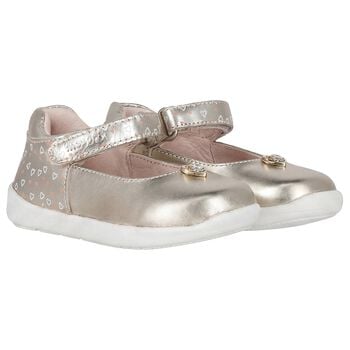 Younger Girls Gold Heart Shoes