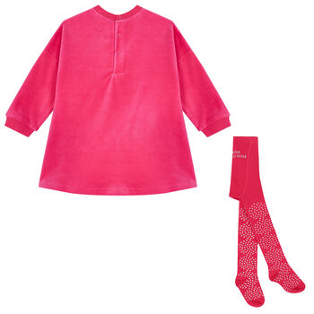 Girls Pink Heart Dress Set