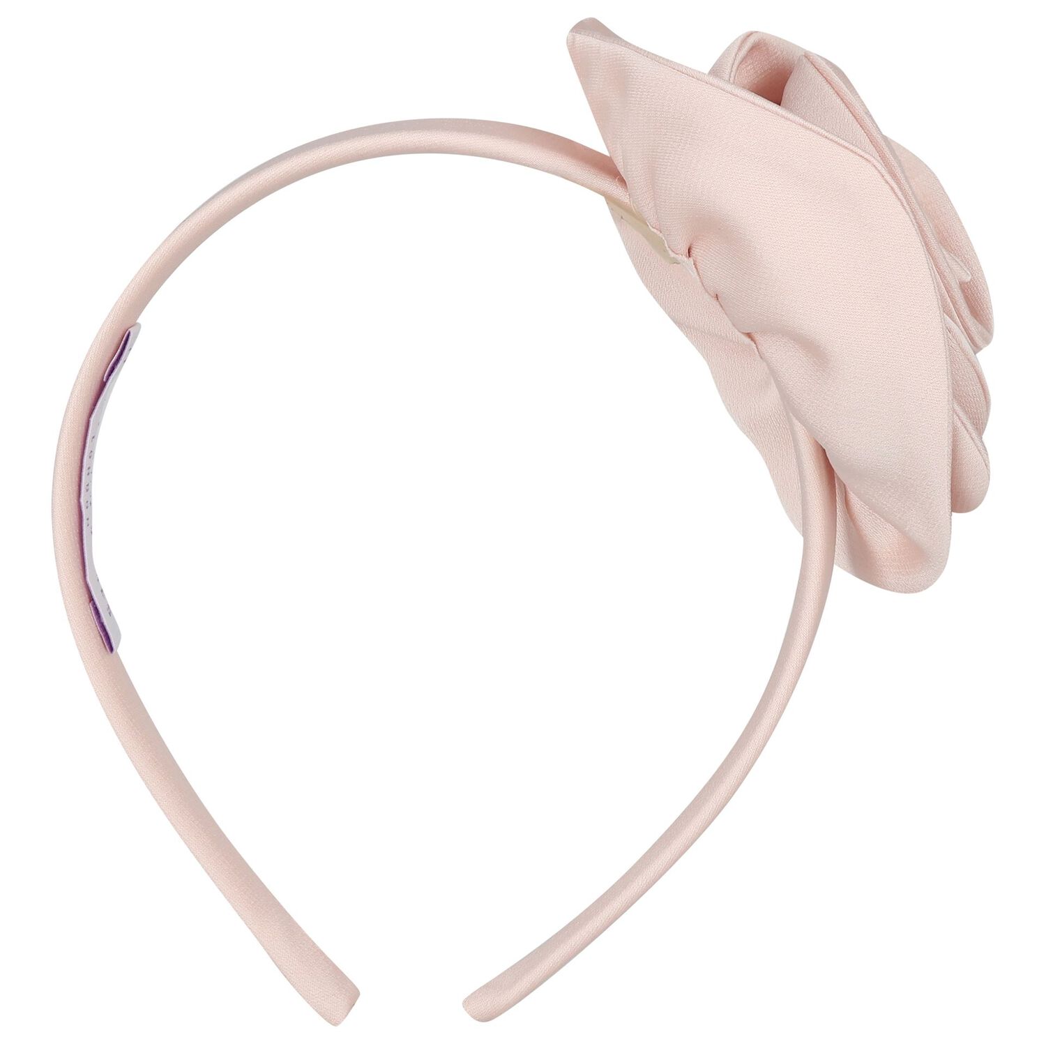 Girls Pink Satin Rose Headband, 1, hi-res