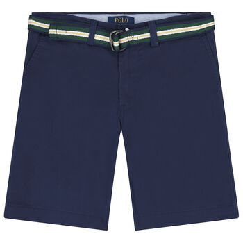 Boys Navy Blue Logo Shorts