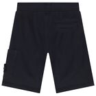 Boys Navy Blue Logo Shorts, 1, hi-res