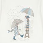 توب بنات بأكمام بالشعار باللون العاجي, 2, hi-res